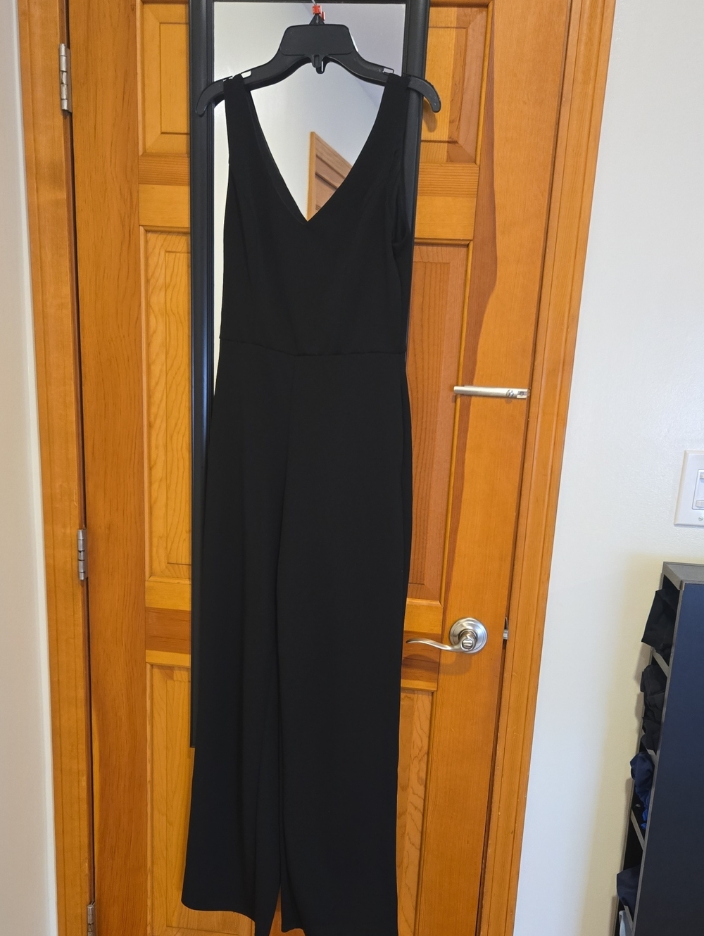 Crystal Doll Black V-Neck Sleeveless Wide-Leg Jumpsuit